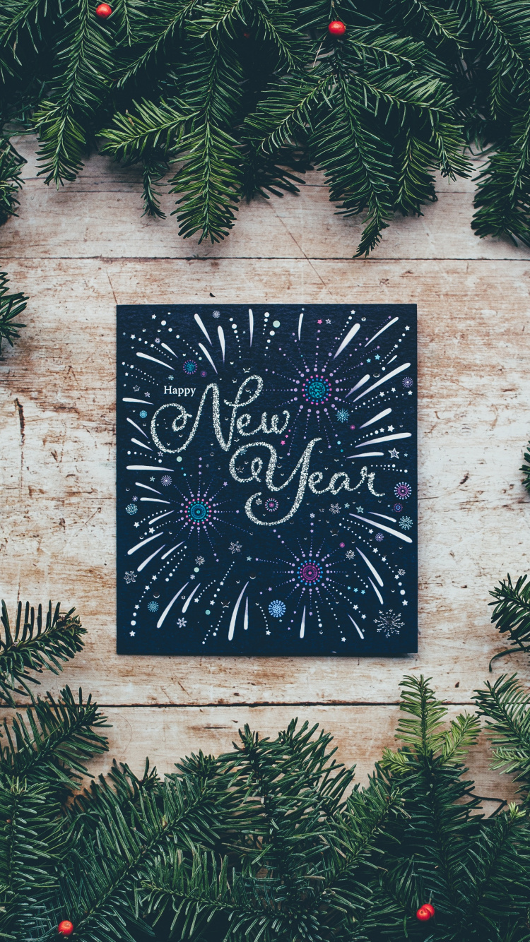 Nouvelle Année, le Réveillon du Nouvel An, Feuille, Evergreen, Sapin. Wallpaper in 750x1334 Resolution