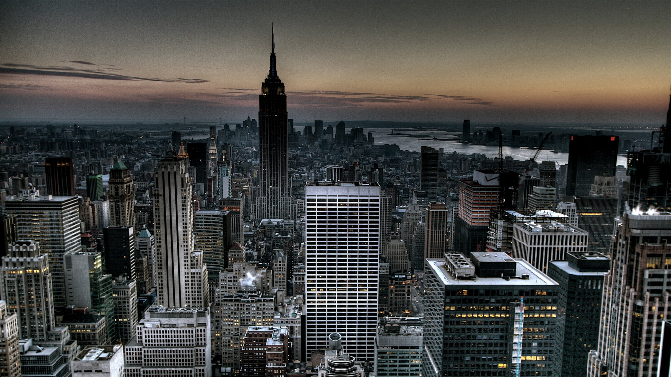 纽约市, 城市景观, 城市, 大都会, 天际线 壁纸 1366x768 允许