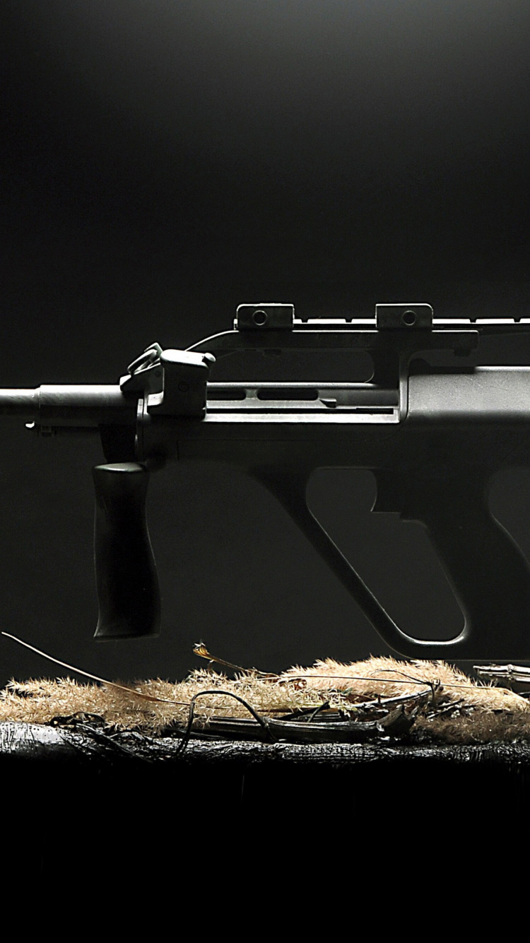 Steyr Août, Pistolet, Noir, Armes, Fusil de Sniper. Wallpaper in 750x1334 Resolution