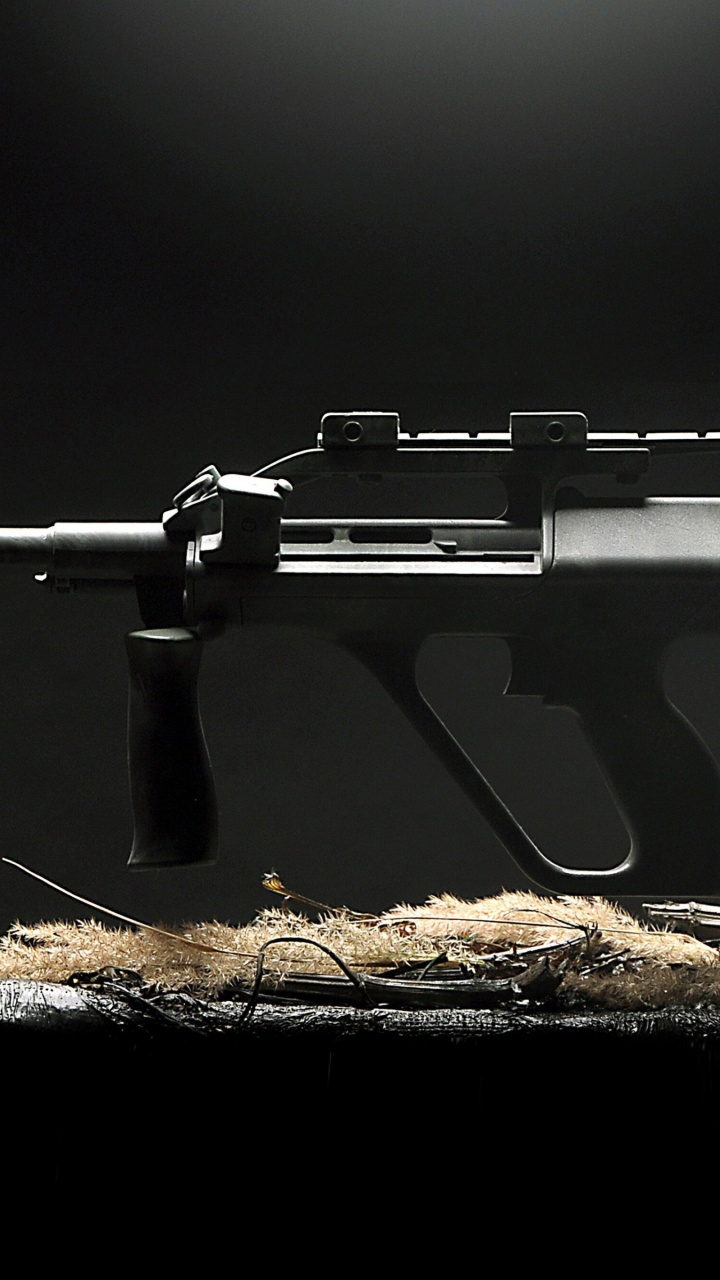 Steyr Aug, Gun, Black, Weapon, Rifle. Wallpaper in 720x1280 Resolution