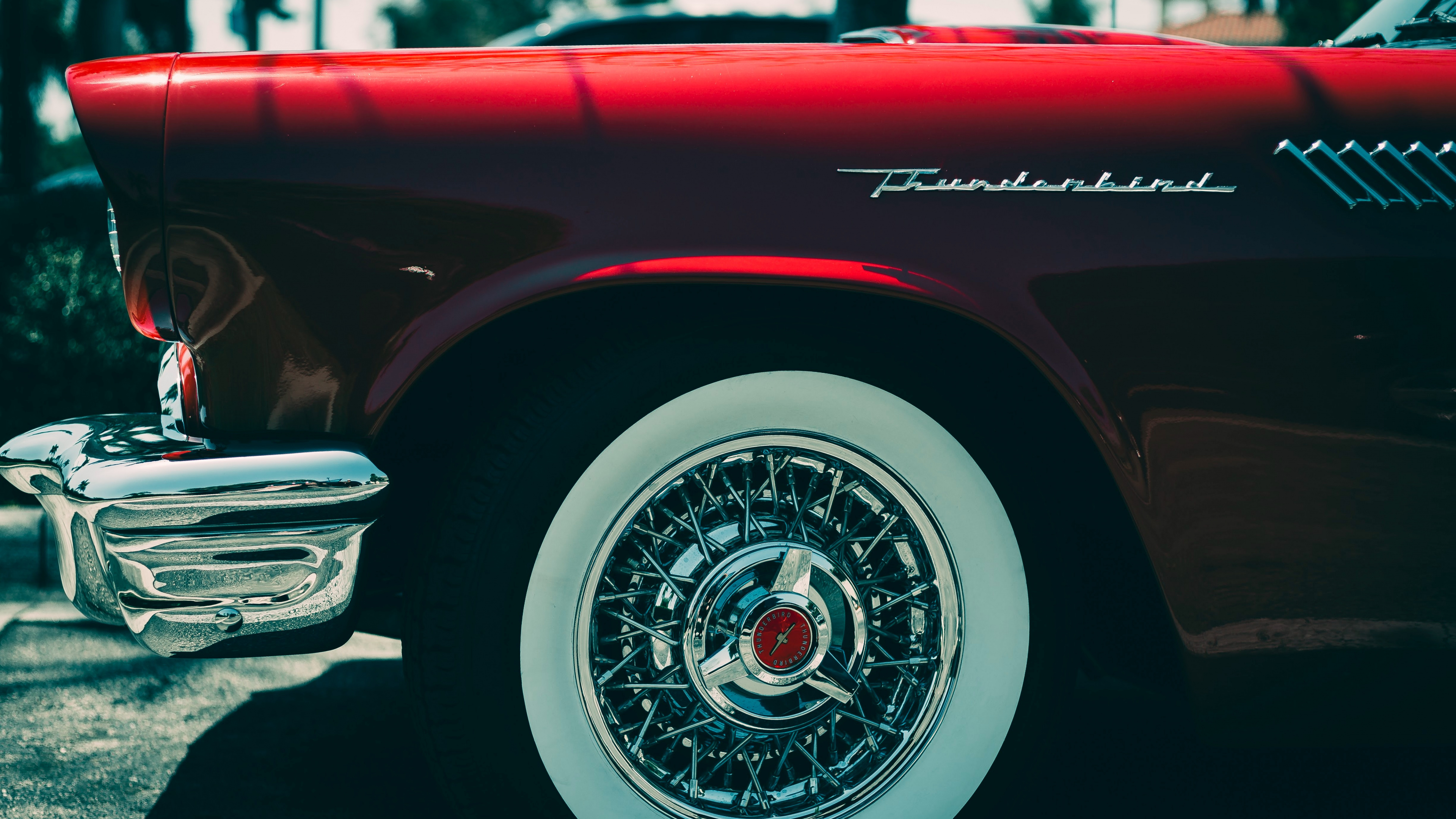 Red Car With Chrome Wheel. Wallpaper in 3840x2160 Resolution