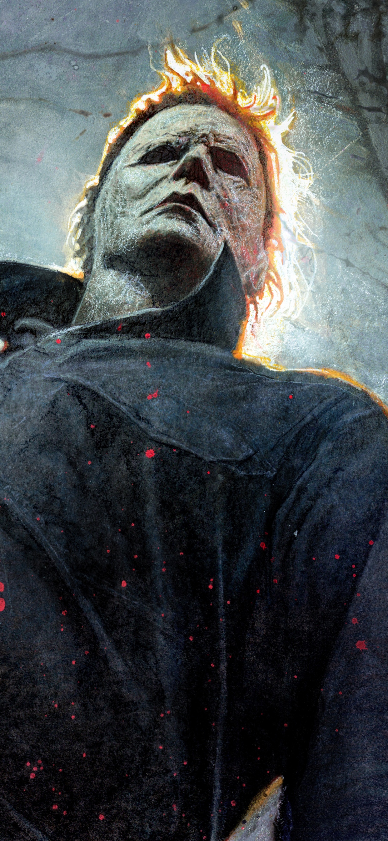 Hombre de Chaqueta Negra y Roja Sosteniendo un Cuchillo. Wallpaper in 1242x2688 Resolution