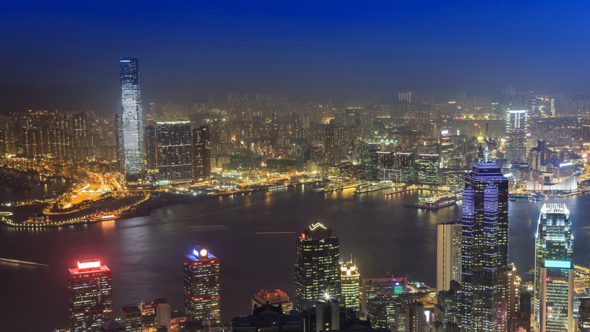 City Skyline During Night Time. Wallpaper in 1920x1080 Resolution