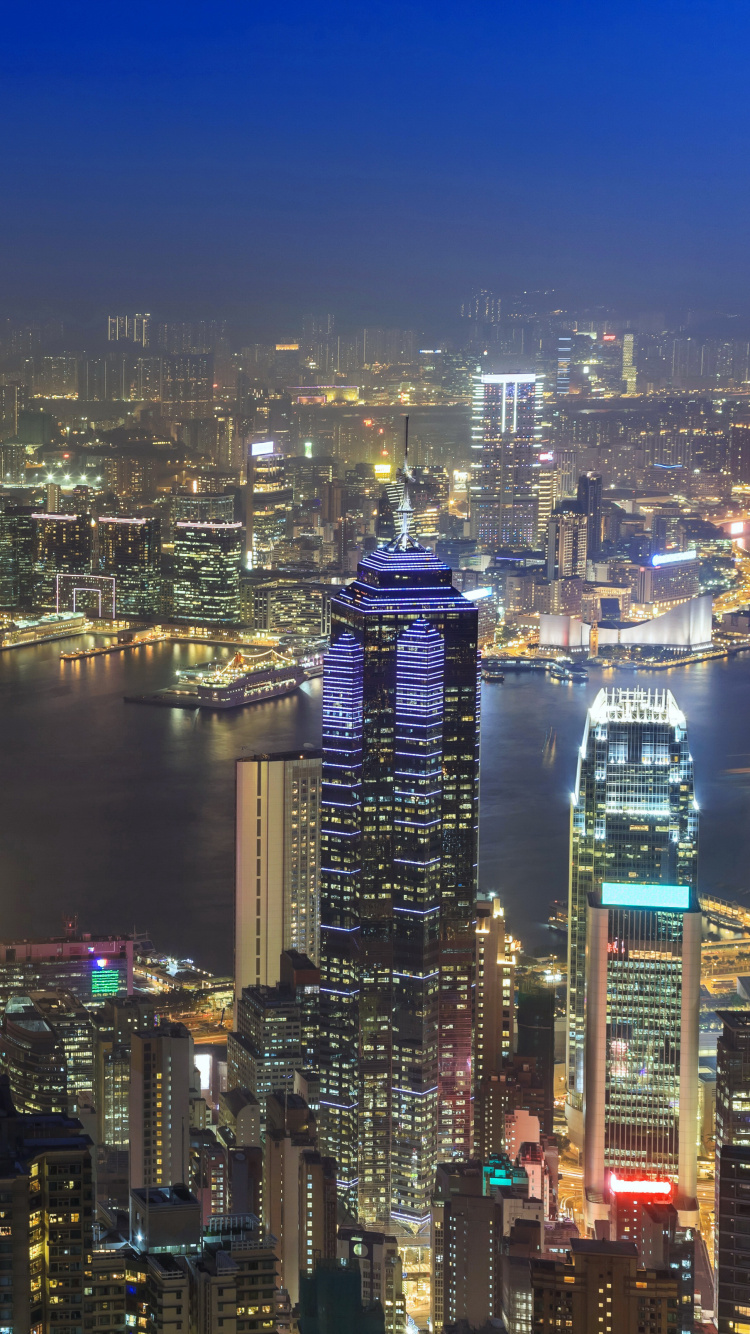 City Skyline During Night Time. Wallpaper in 750x1334 Resolution