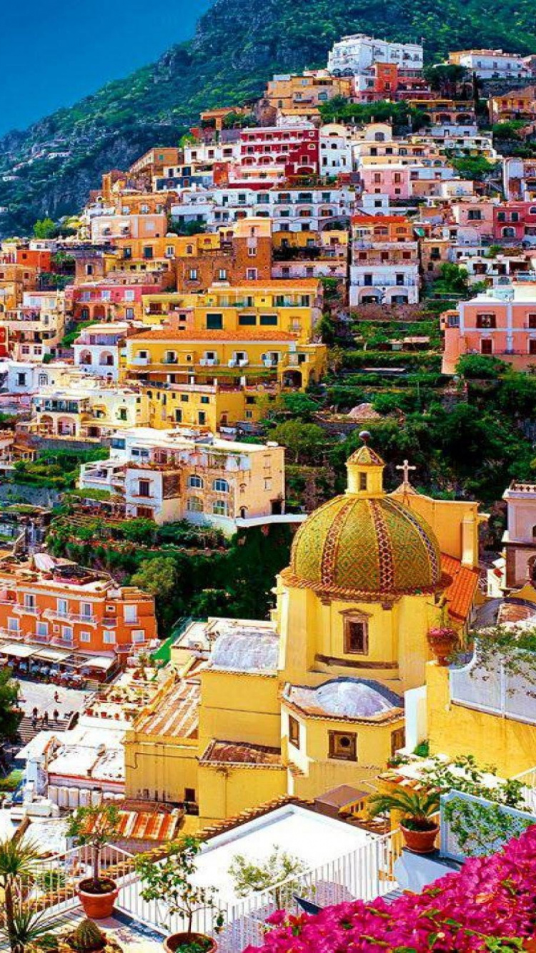 波西塔诺, 维洛, 索伦托, 海岸, 旅游业 壁纸 750x1334 允许