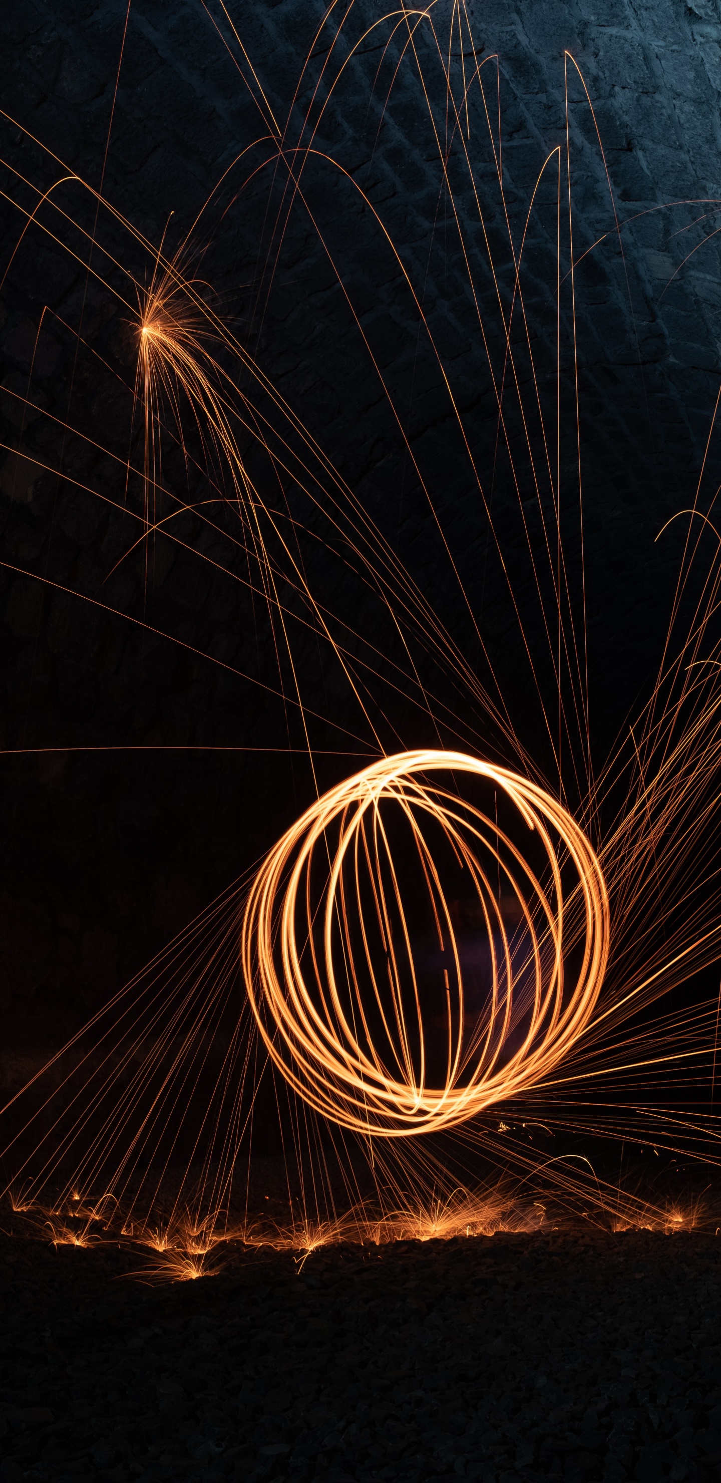 Steel Wool Photography of Man in Black Shirt. Wallpaper in 1440x2960 Resolution