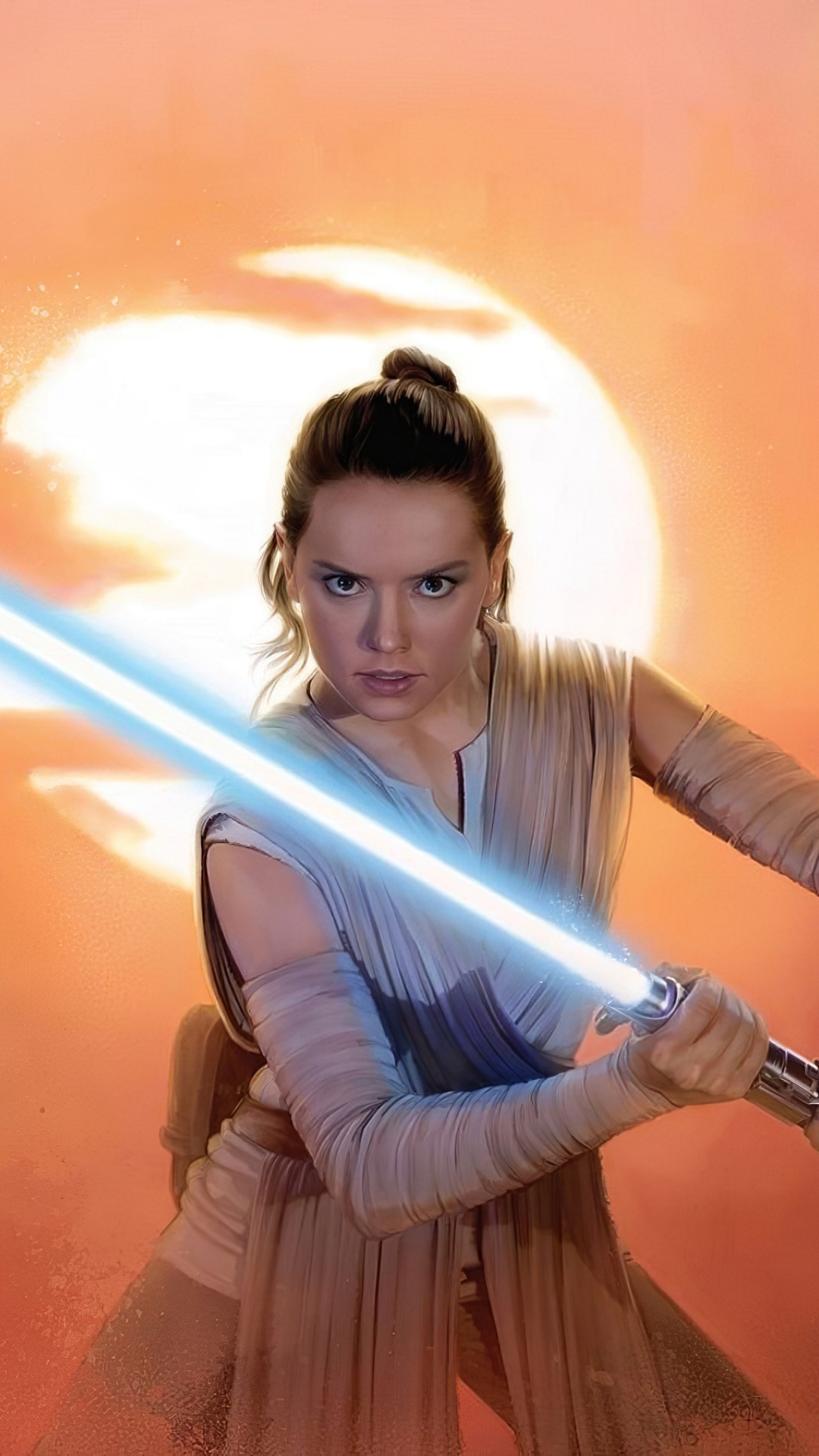 Daisy Ridley, Star Wars, Jedi, Espada, Obi-Wan Kenobi. Wallpaper in 1080x1920 Resolution