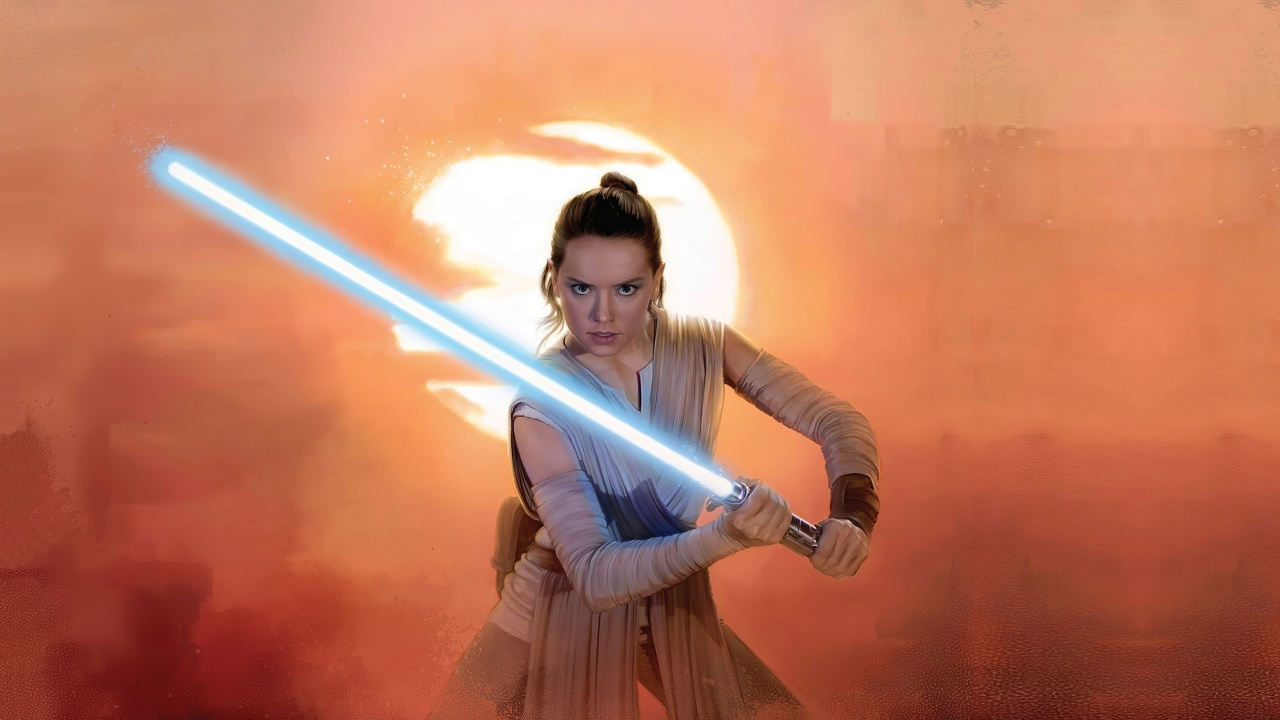 Rey, Daisy Ridley, Star Wars, Jedi, Sword. Wallpaper in 1280x720 Resolution