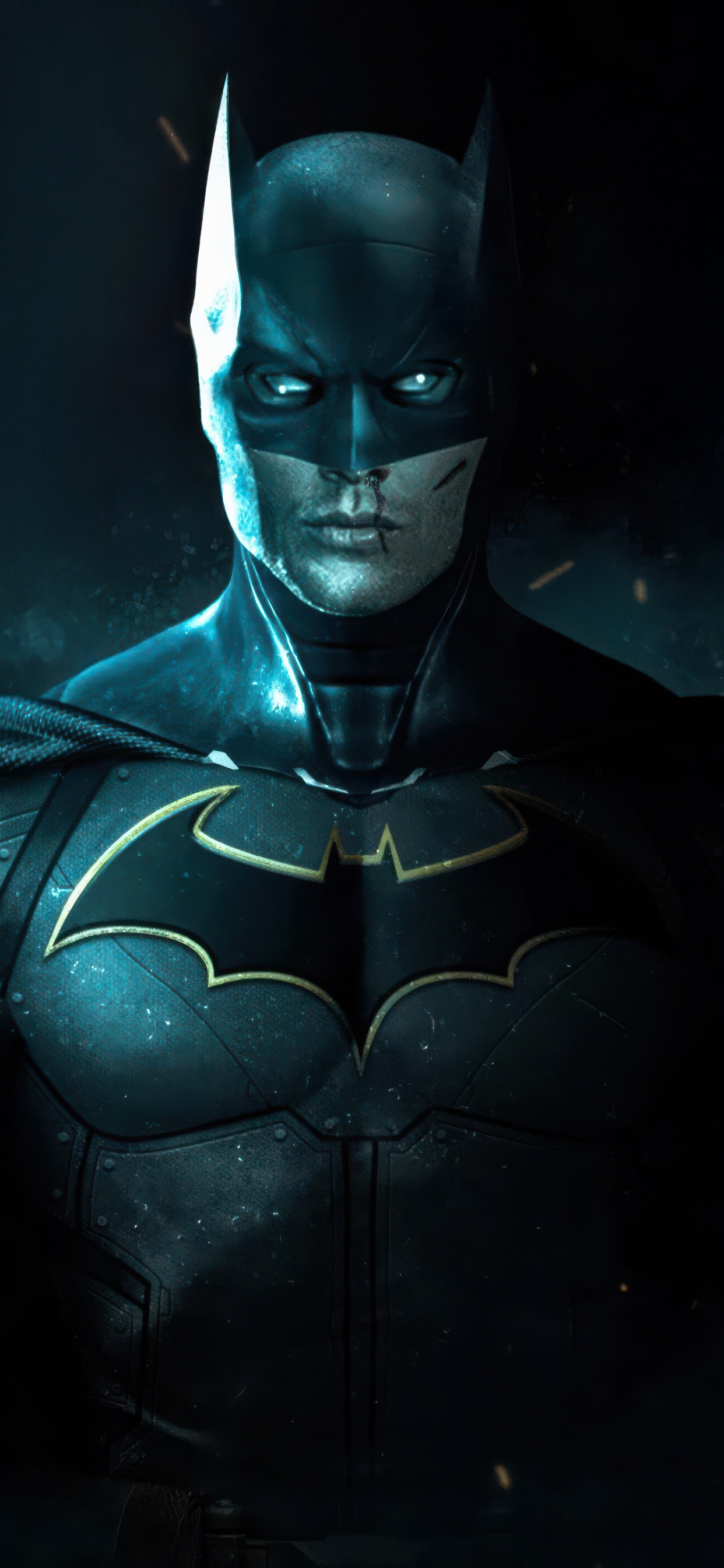 Batman, Illustration, Superhero, Darkness, Justice League. Wallpaper in 1242x2688 Resolution