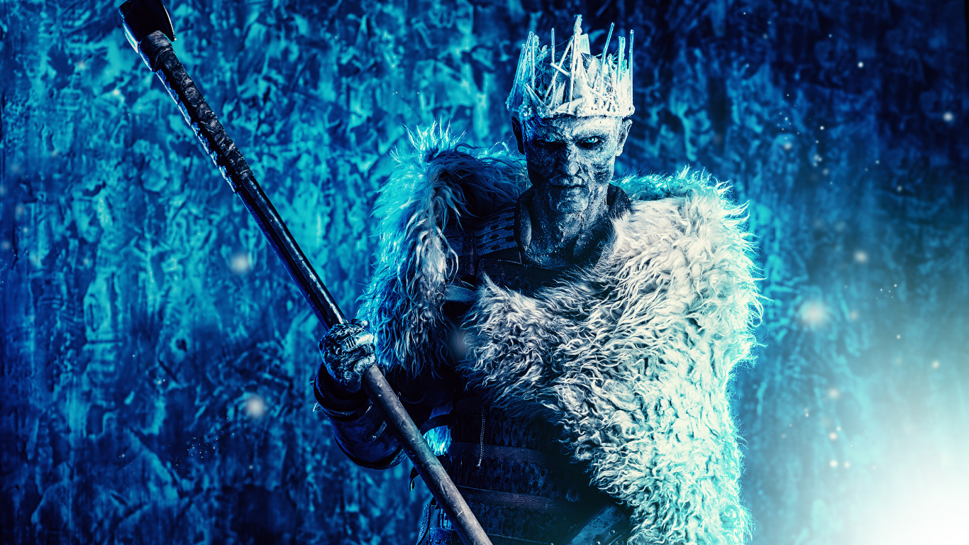 Man in Black and White Fur Coat Holding Black and Brown Stick. Wallpaper in 1366x768 Resolution