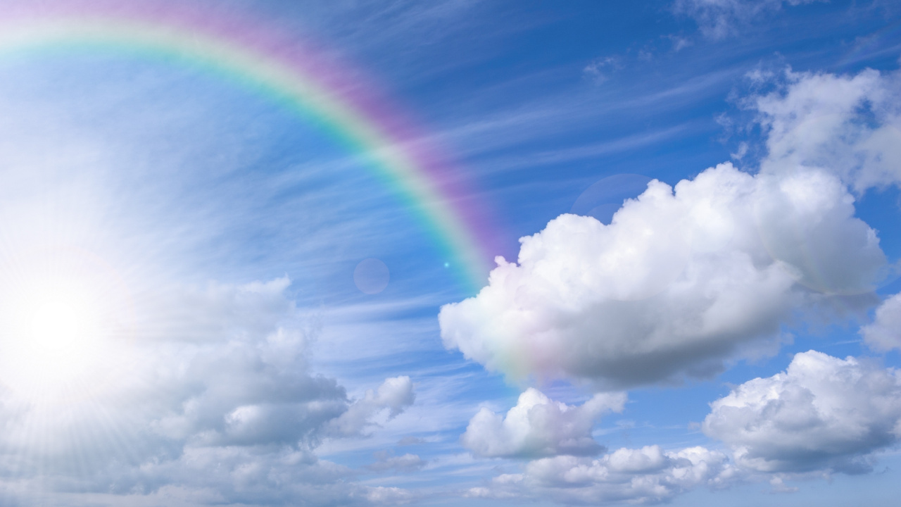 彩虹, 积云, 气氛, 阳光, 天空 壁纸 1280x720 允许