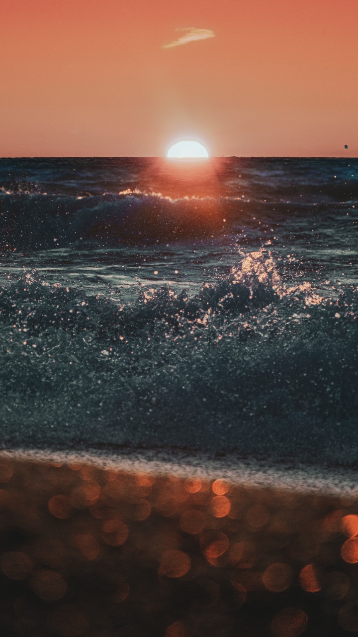 Horizon, Sea, Water, Ocean, Sunset. Wallpaper in 720x1280 Resolution