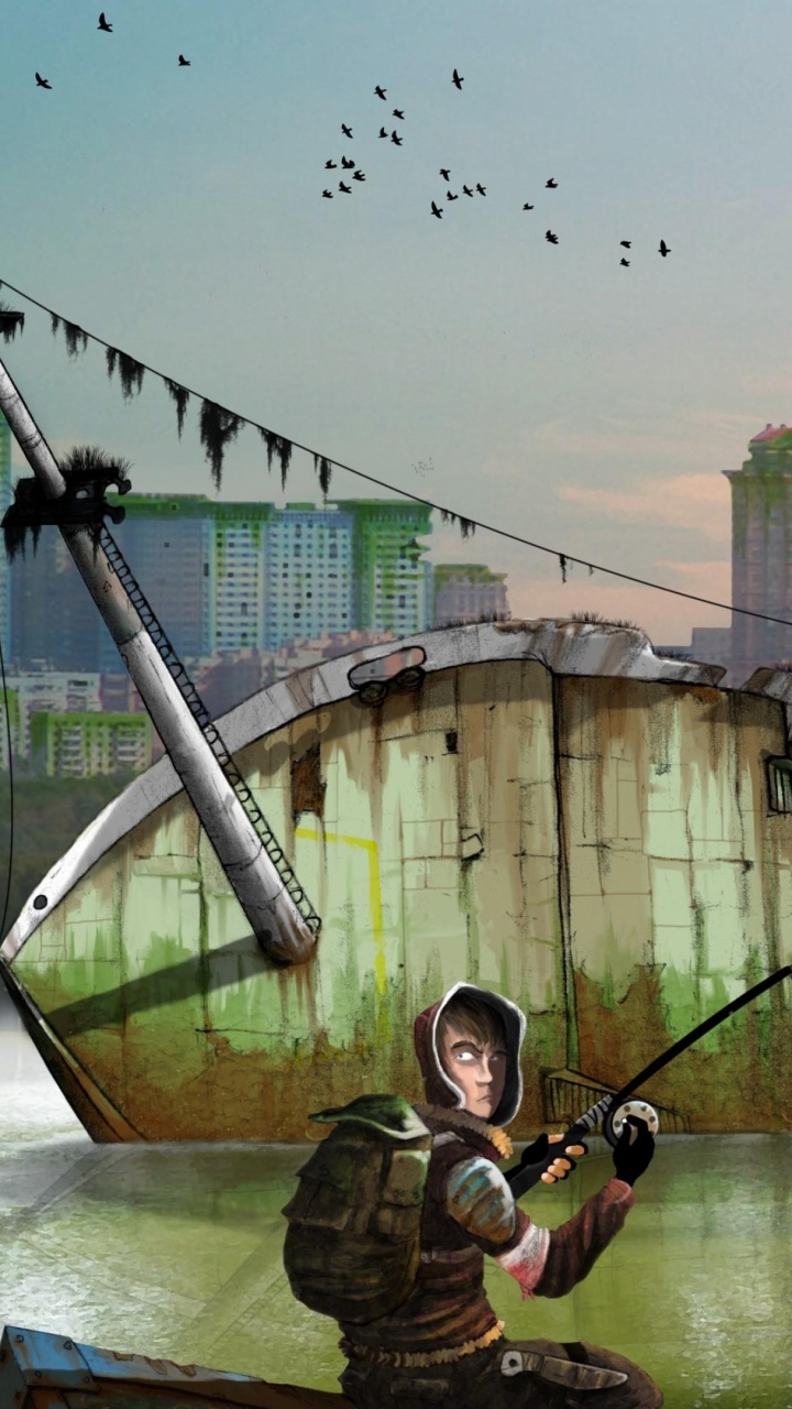 Man in Black Jacket Fishing on River During Daytime. Wallpaper in 720x1280 Resolution