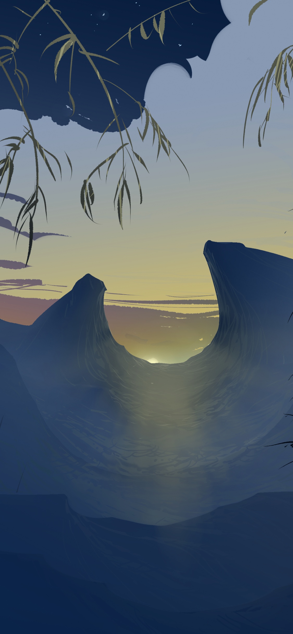 Silhouette of Coconut Palm Tree During Sunset. Wallpaper in 1125x2436 Resolution