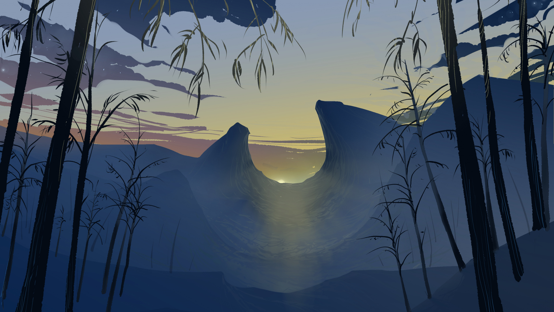 Silhouette of Coconut Palm Tree During Sunset. Wallpaper in 1920x1080 Resolution