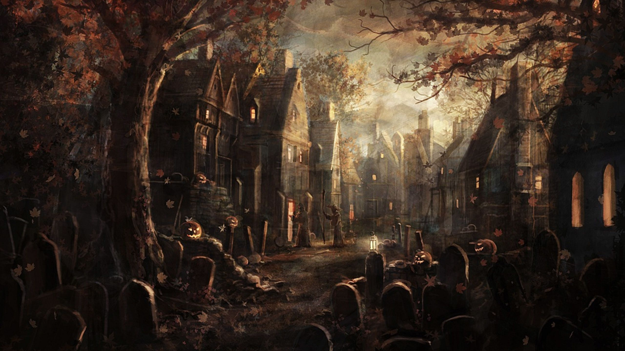 Menschen, Die Auf Der Straße Zwischen Gebäuden Gehen, Malerei. Wallpaper in 1280x720 Resolution