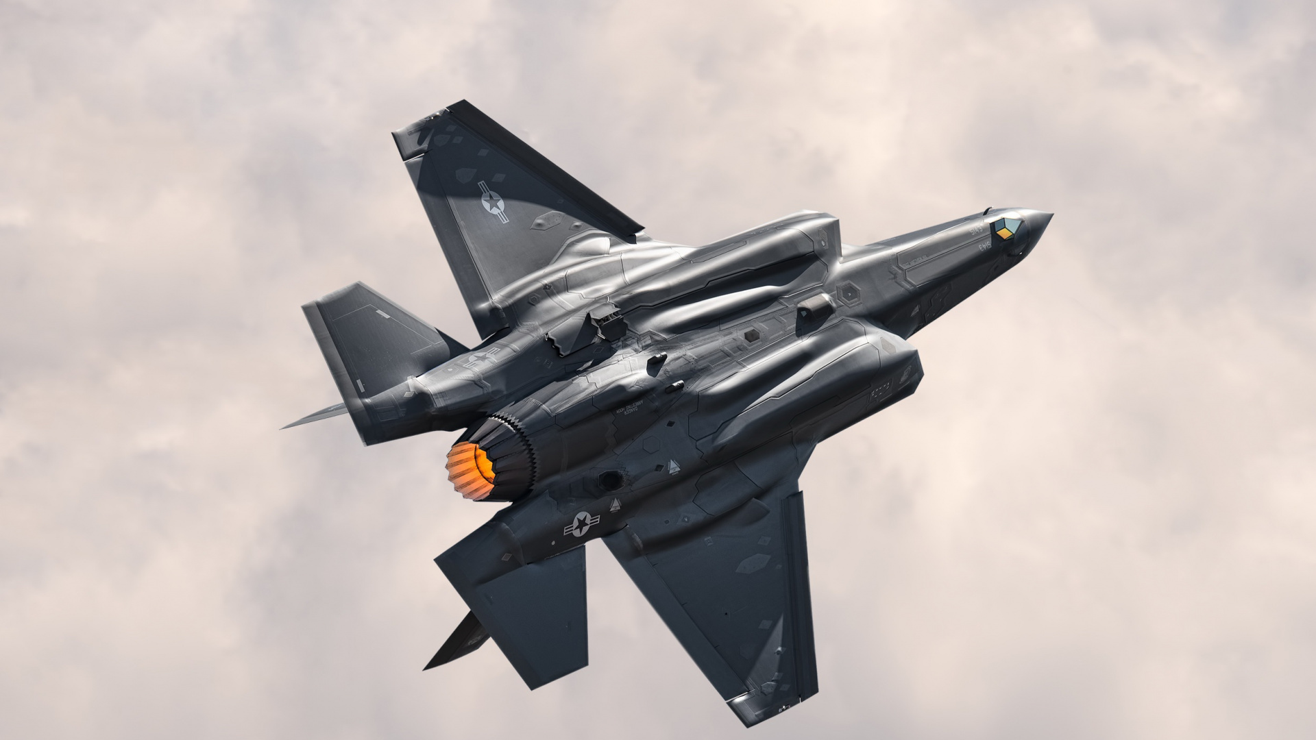 Black Fighter Jet in Mid Air. Wallpaper in 1920x1080 Resolution