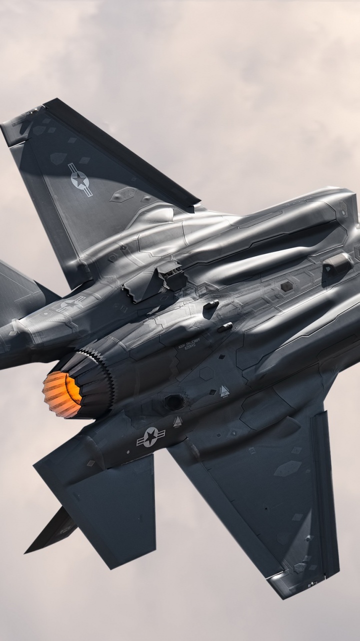 Schwarzer Kampfjet in Der Luft. Wallpaper in 720x1280 Resolution