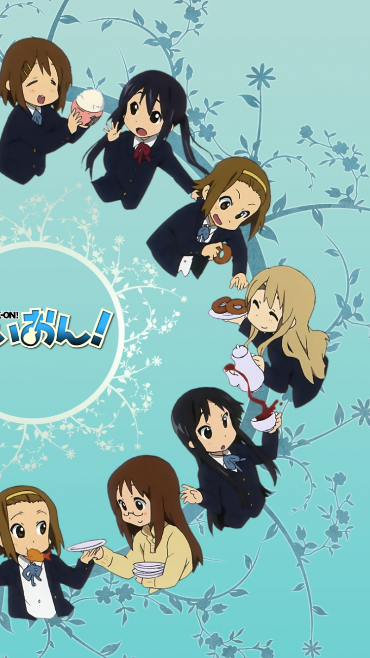 Yui Hirasawa, Azusa Nakano, Mio Akiyama, Ritsu Tainaka, K-On. Wallpaper in 750x1334 Resolution