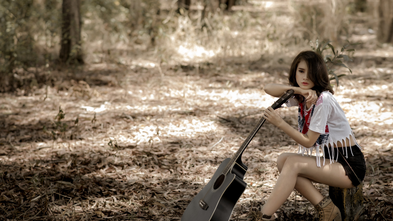 Woodland, Forêt, Amusement, Nature, Guitare. Wallpaper in 1280x720 Resolution