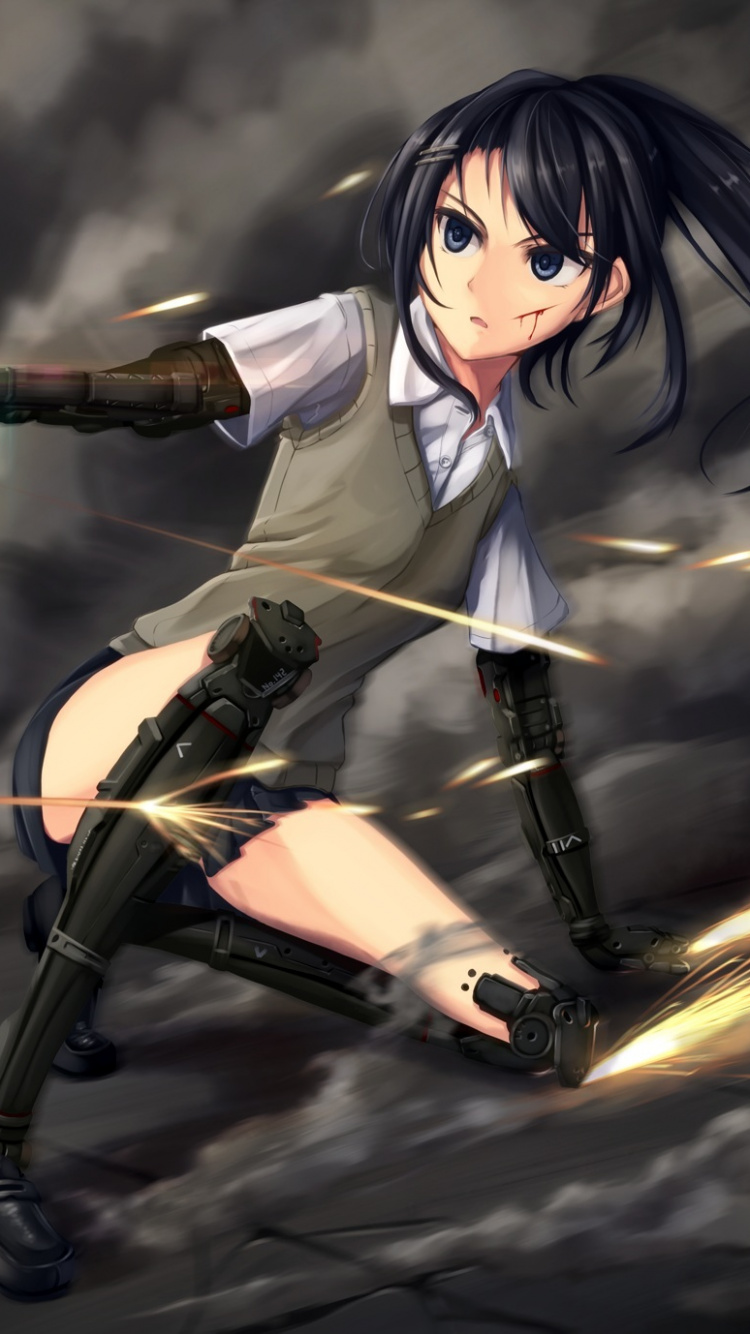 天空, Nightcore, 武器, 女战士 壁纸 750x1334 允许