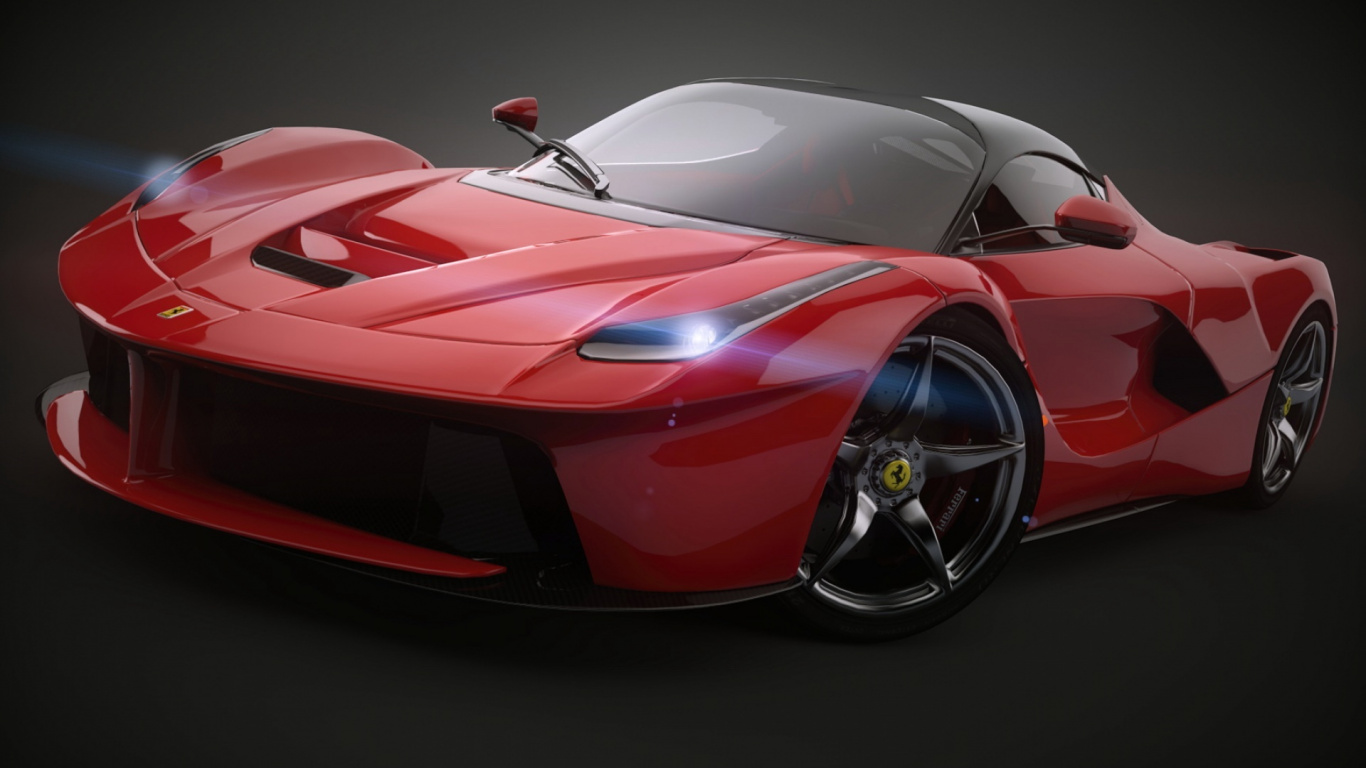 Ferrari 458 Italia Rojo Sobre Fondo Negro. Wallpaper in 1366x768 Resolution