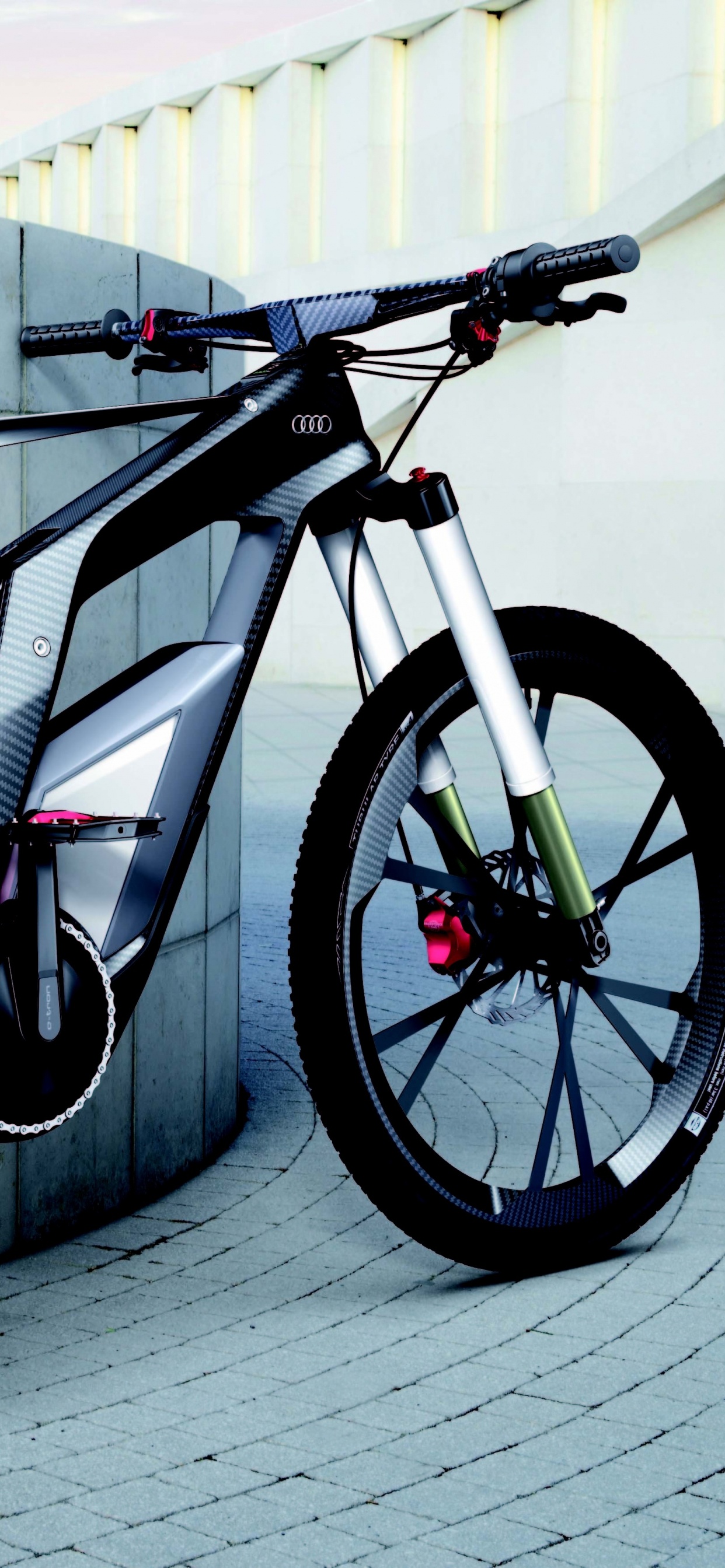 Schwarz-graues Mountainbike. Wallpaper in 1242x2688 Resolution