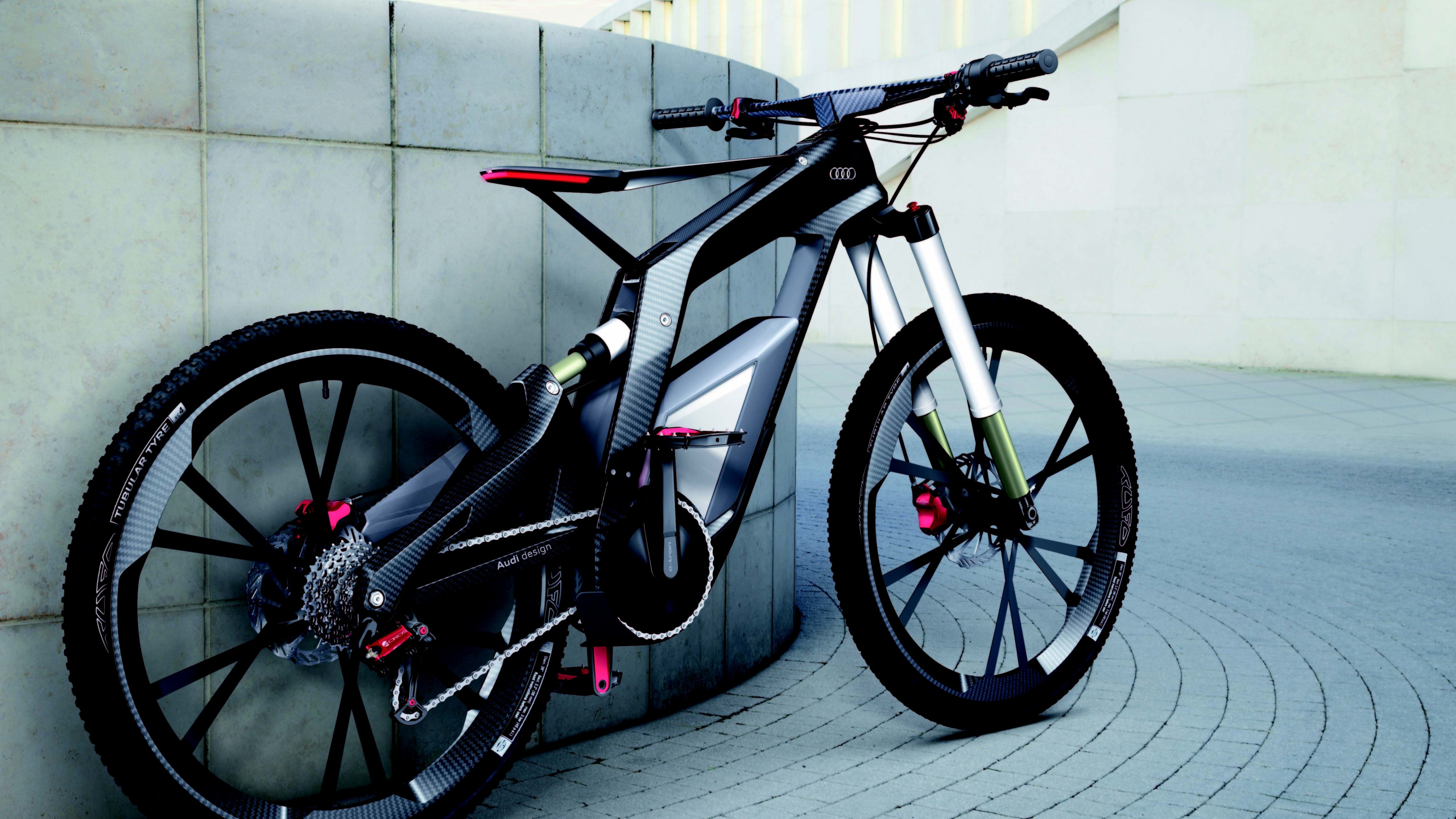 Schwarz-graues Mountainbike. Wallpaper in 2560x1440 Resolution