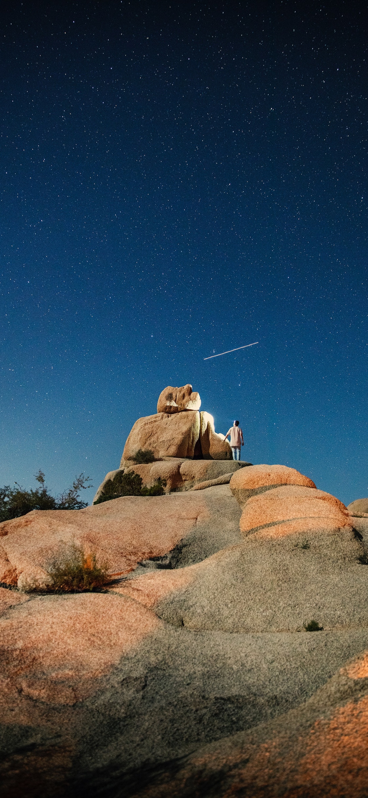 Rock, Star, Night, Astronomical Object, Landscape. Wallpaper in 1242x2688 Resolution