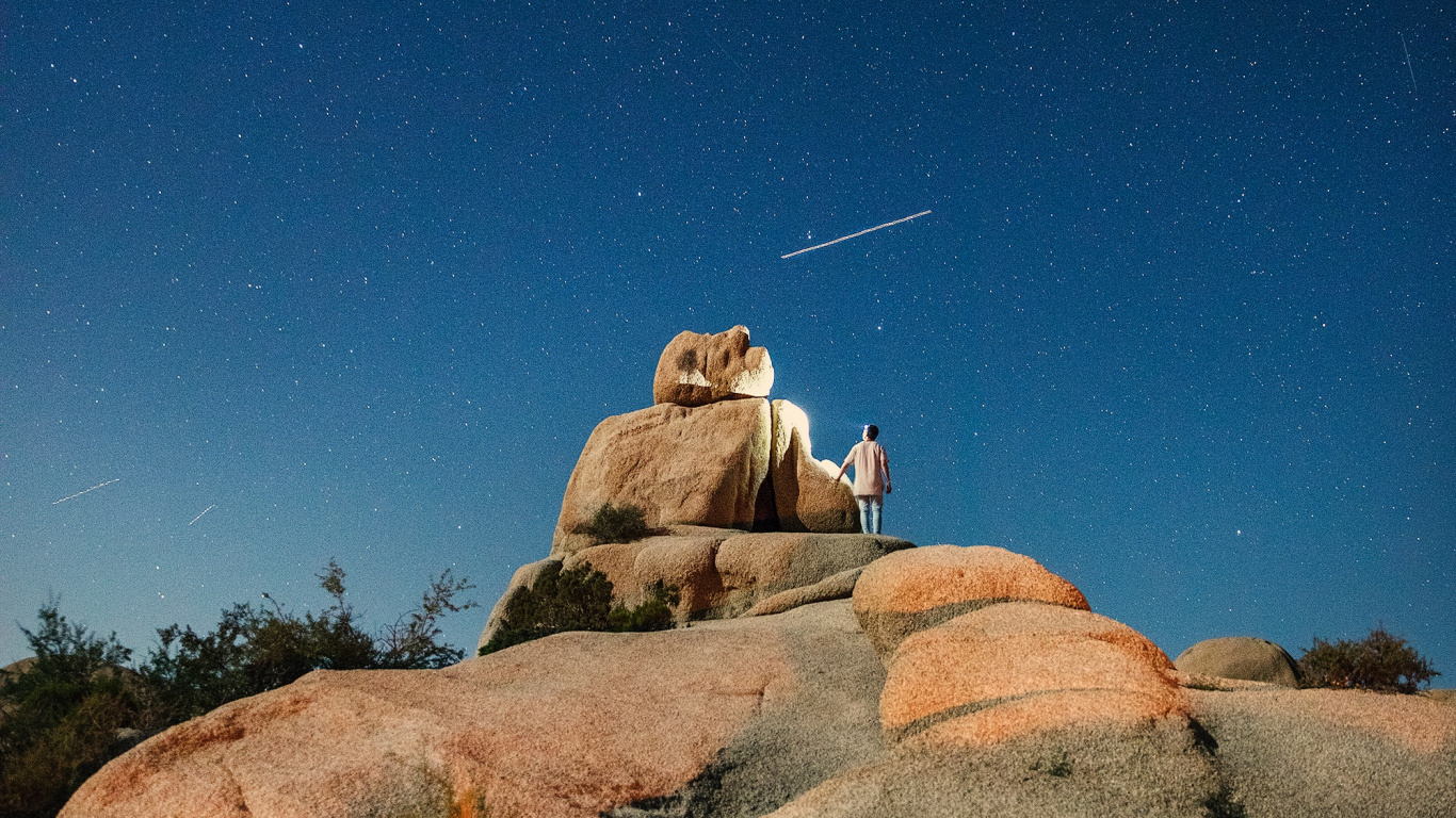 Rock, Star, Night, Astronomical Object, Landscape. Wallpaper in 1366x768 Resolution