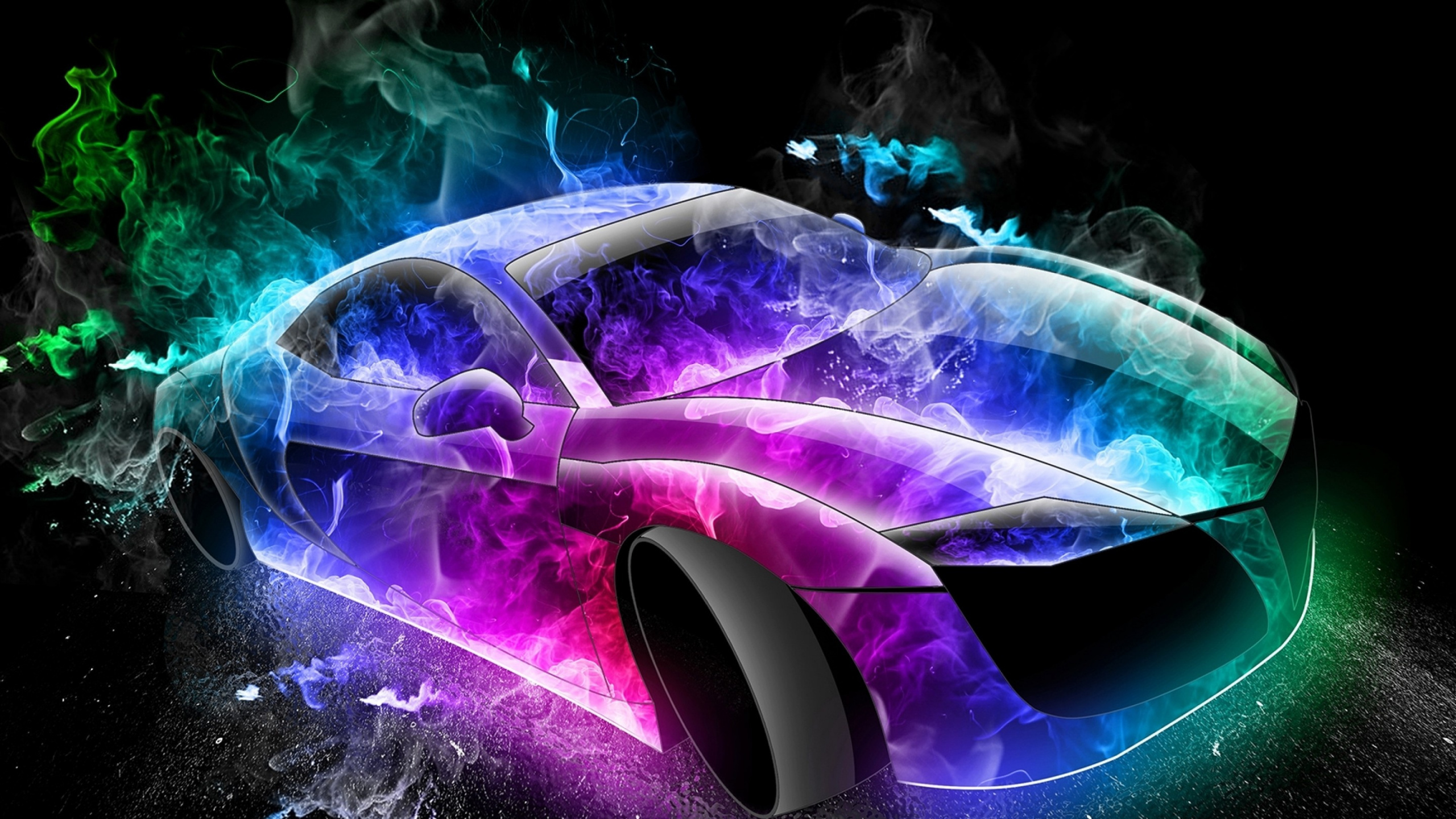 Peinture Abstraite Verte Rouge et Noire. Wallpaper in 2560x1440 Resolution