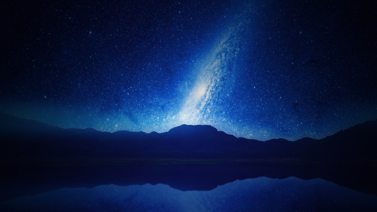 Starry Night Over The Mountains. Wallpaper in 1280x720 Resolution