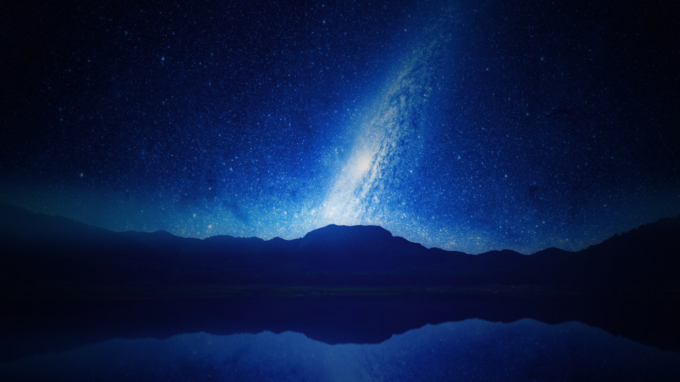 Starry Night Over The Mountains. Wallpaper in 1366x768 Resolution