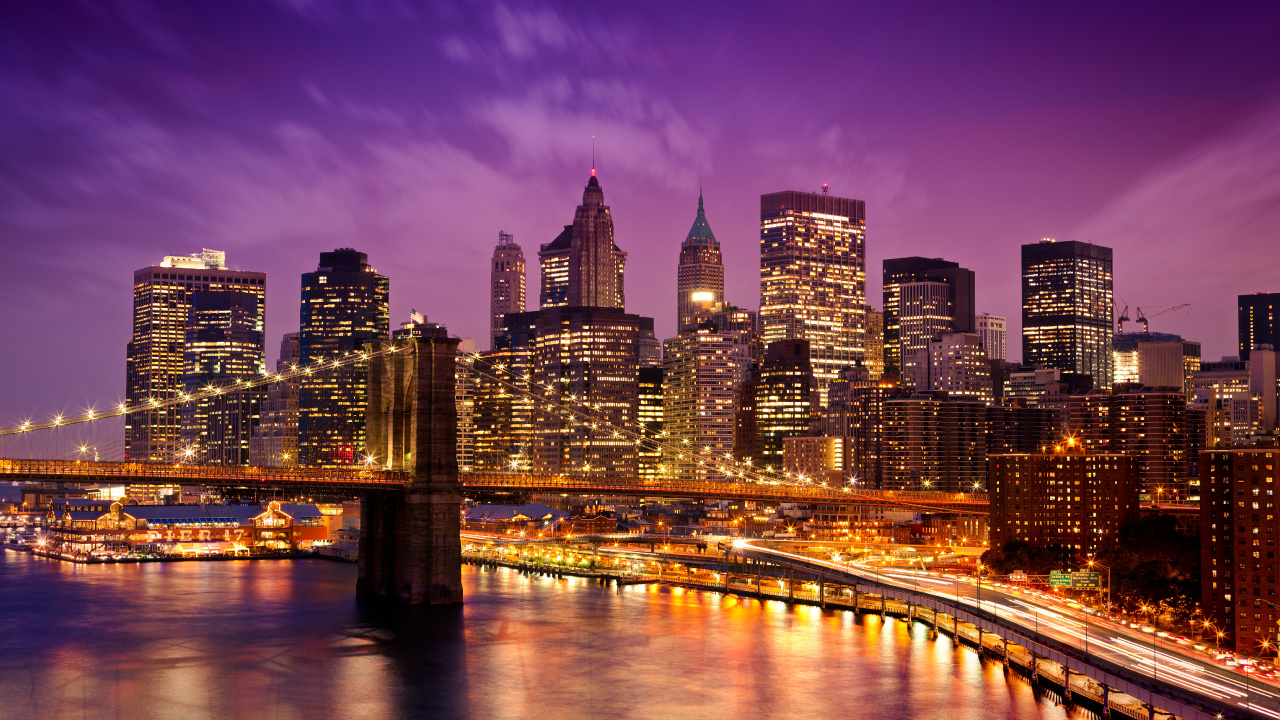 Bridge Over River During Night Time. Wallpaper in 1280x720 Resolution