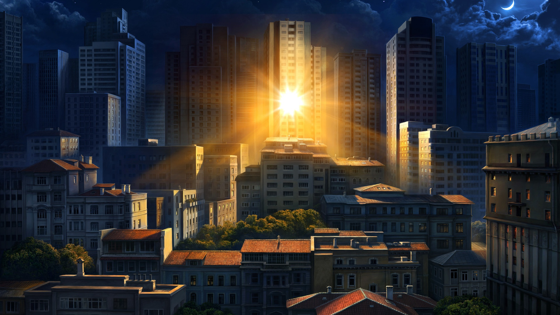 Philips, Philips Hue Go, Philips Hue, Building, Skyscraper. Wallpaper in 1920x1080 Resolution