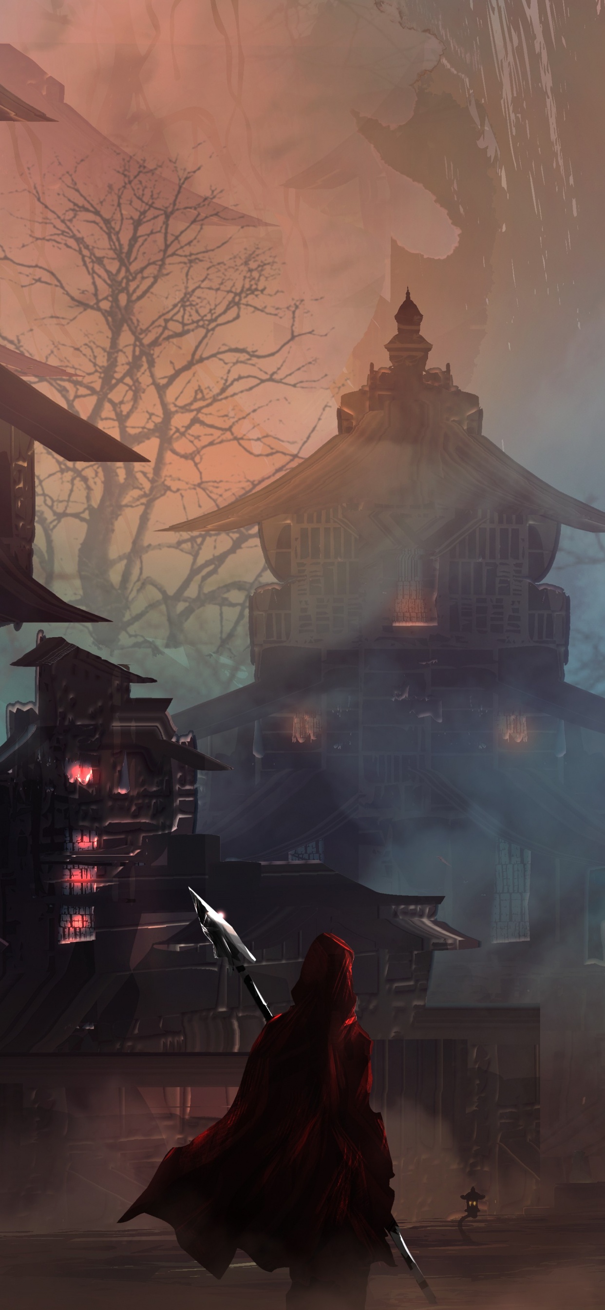 Brown and Black House With Lights. Wallpaper in 1242x2688 Resolution