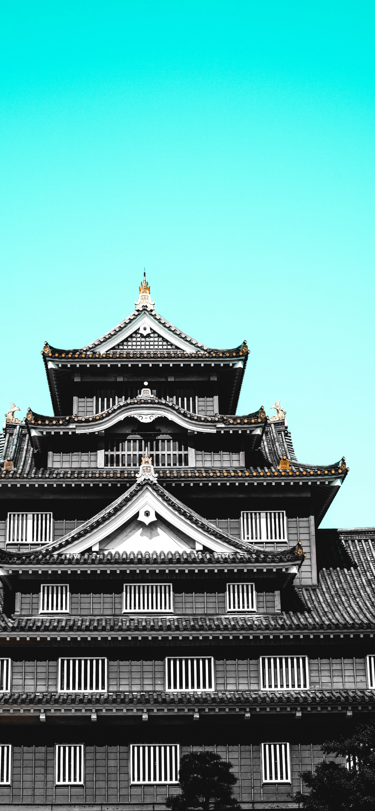 Black and White Temple Under Blue Sky During Daytime. Wallpaper in 1242x2688 Resolution