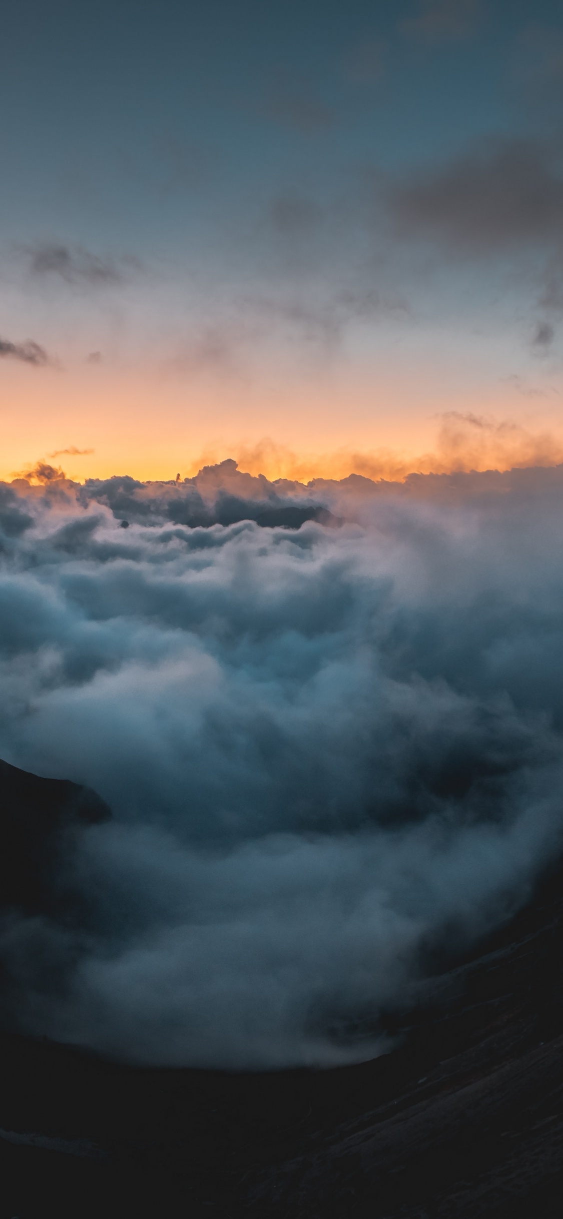 Puesta, Atardecer, Ambiente, Cumulus, Noche. Wallpaper in 1125x2436 Resolution