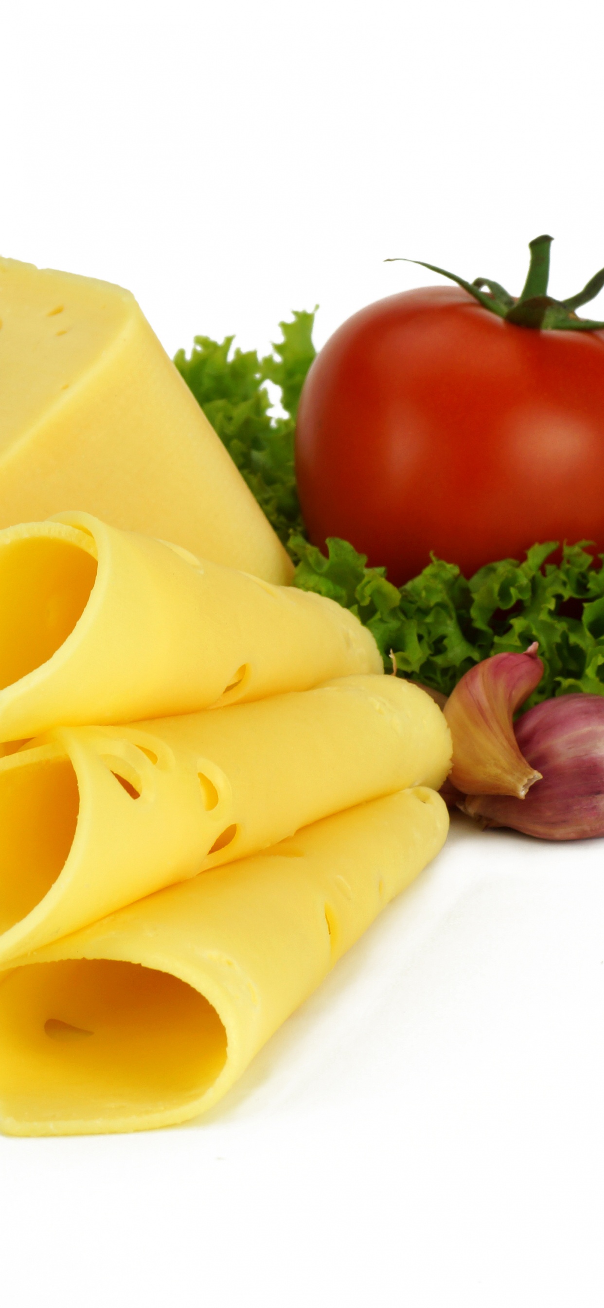 Red Tomato Beside Sliced Cheese. Wallpaper in 1242x2688 Resolution