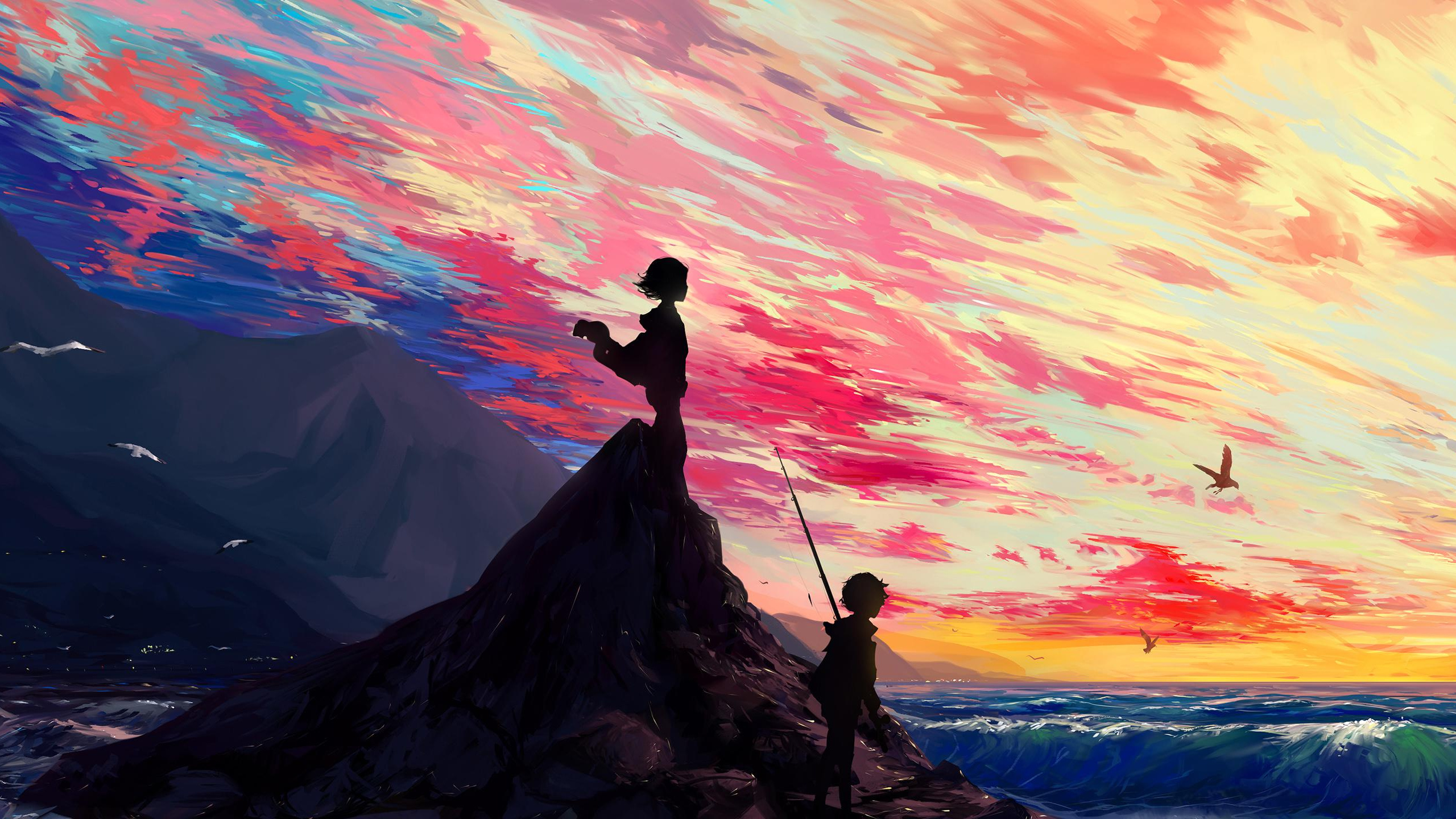 la Pintura de Paisaje, el Arte Abstracto, Arte, Arte Digital, Óleo. Wallpaper in 2560x1440 Resolution