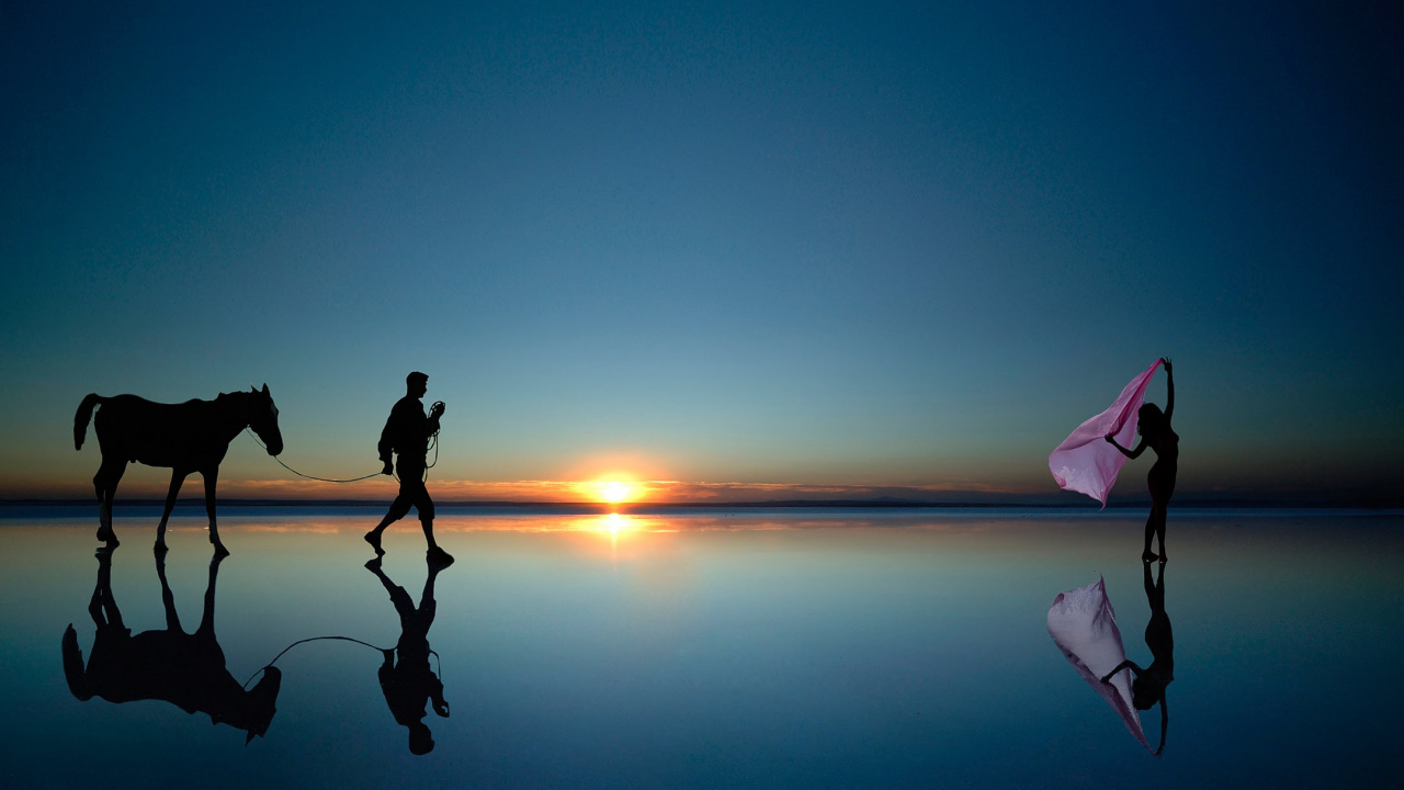 ZTE, ZTE Axon M, Wasser, Reflexion, Sonnenuntergang. Wallpaper in 1280x720 Resolution