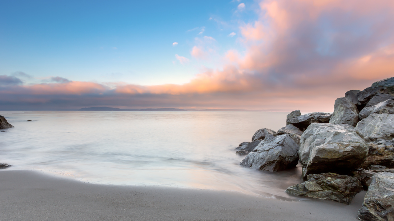 Beach, Sky, Cloud, Morning, Sunset. Wallpaper in 1280x720 Resolution