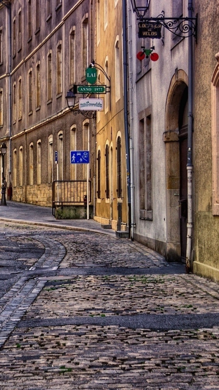 街, 城市, 巷子里, 鹅卵石, 街区 壁纸 720x1280 允许