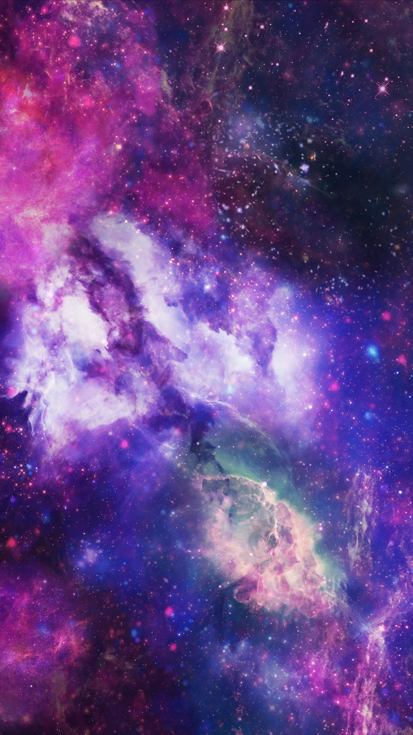 Ilustración de Galaxia Púrpura y Azul. Wallpaper in 1440x2560 Resolution