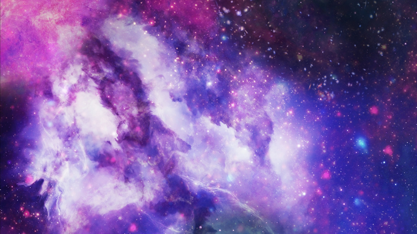 Illustration de la Galaxie Violette et Bleue. Wallpaper in 1366x768 Resolution
