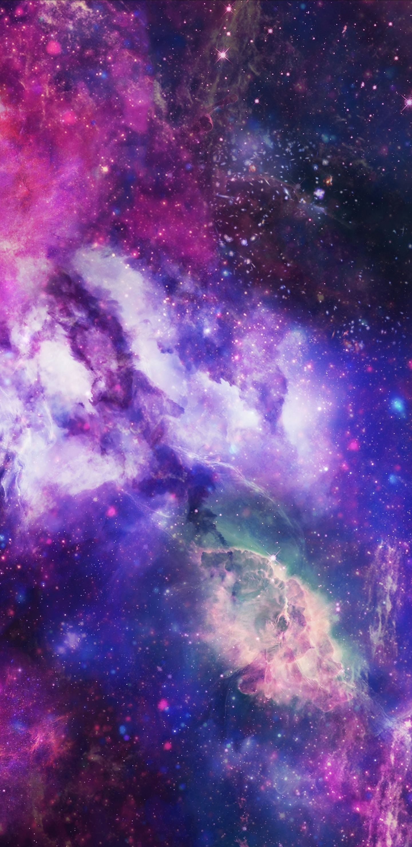 Illustration de la Galaxie Violette et Bleue. Wallpaper in 1440x2960 Resolution