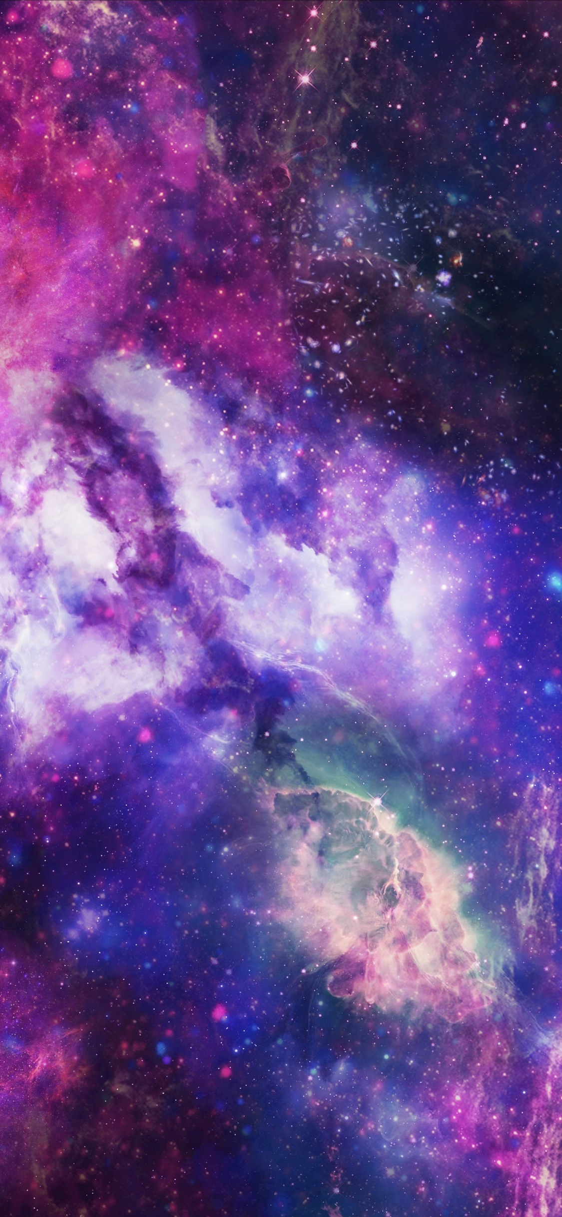 Purple and Blue Galaxy Illustration. Wallpaper in 1125x2436 Resolution