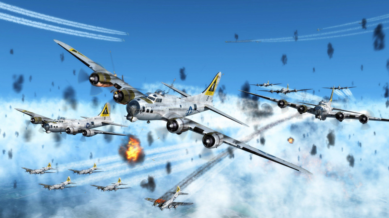 Avión de Combate en el Cielo. Wallpaper in 1366x768 Resolution