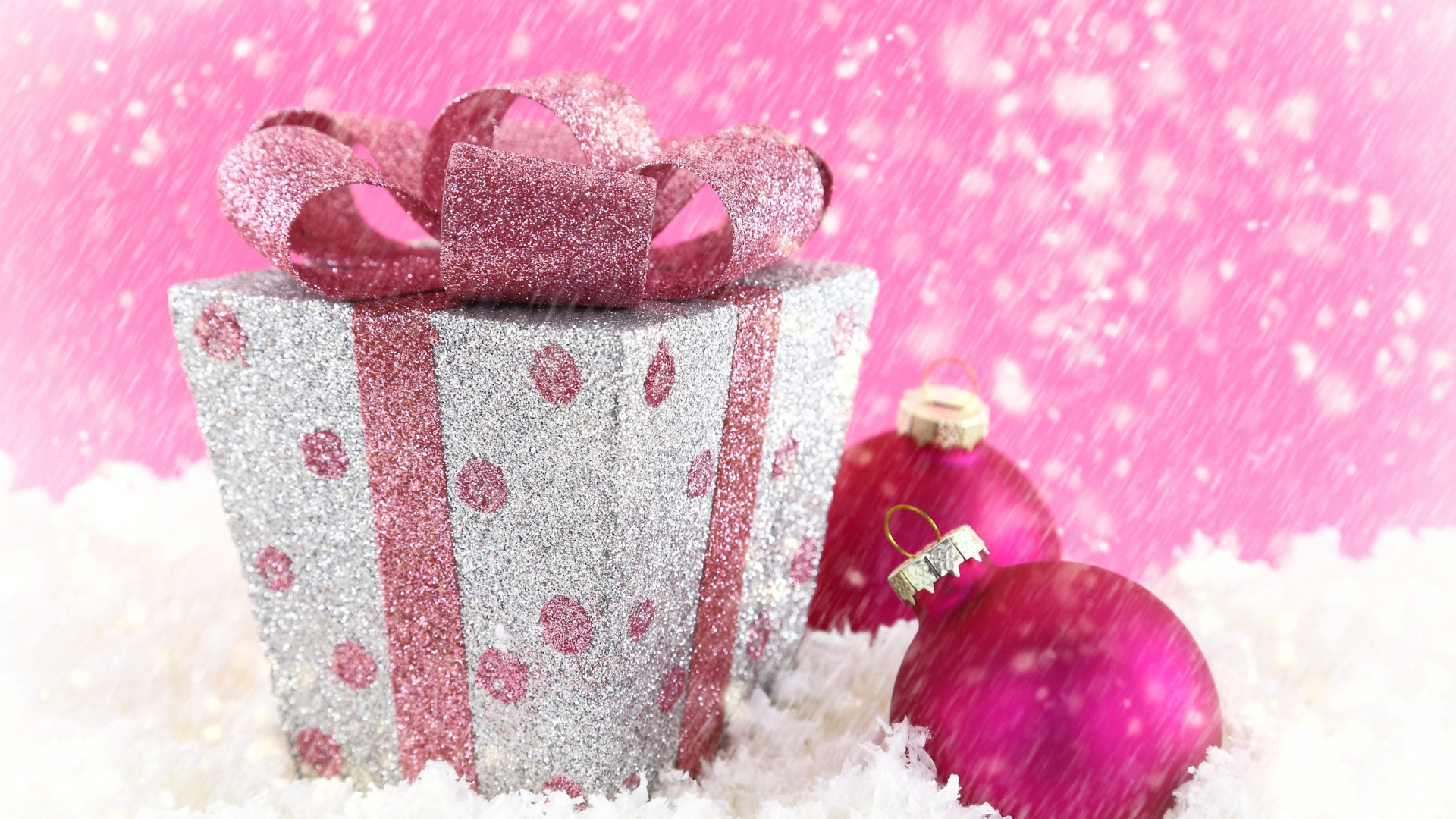 圣诞节那天, 粉红色, 闪闪发光, 品红色, 光泽 壁纸 1920x1080 允许