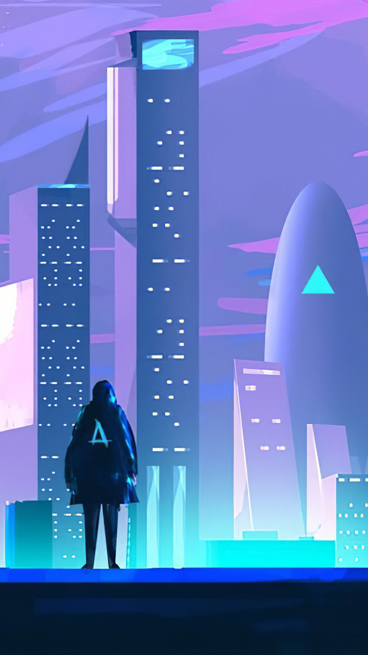 Femme en Manteau Noir Debout Près du Bâtiment. Wallpaper in 750x1334 Resolution